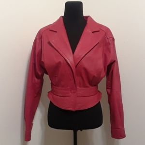 1980's Vintage Peplum Waist Leather Jacket